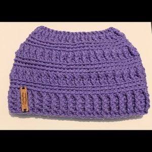 Purple Messy Bun Hat